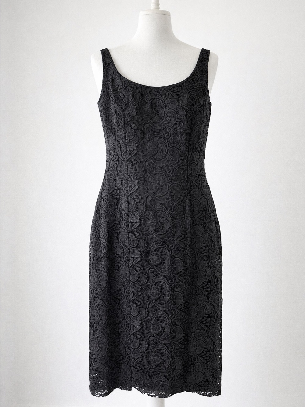 Tahari Luxe Old Money Luxury Elegant Black Lace Party Cocktail Dress 4